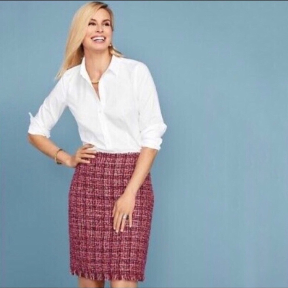 Talbots Boucle Tweed Skirt Multicolor Plaid 8P
